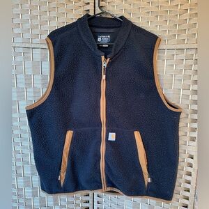 Carhartt Men's Black and Brown Fleece Vest